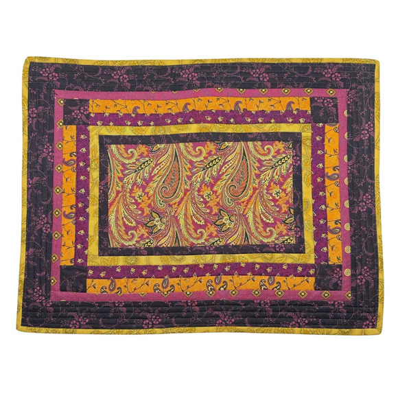 Hand Made Reversible Placemats Paisley Large 20x15 2 pc Coordinating Patterns - Picture 6 of 8